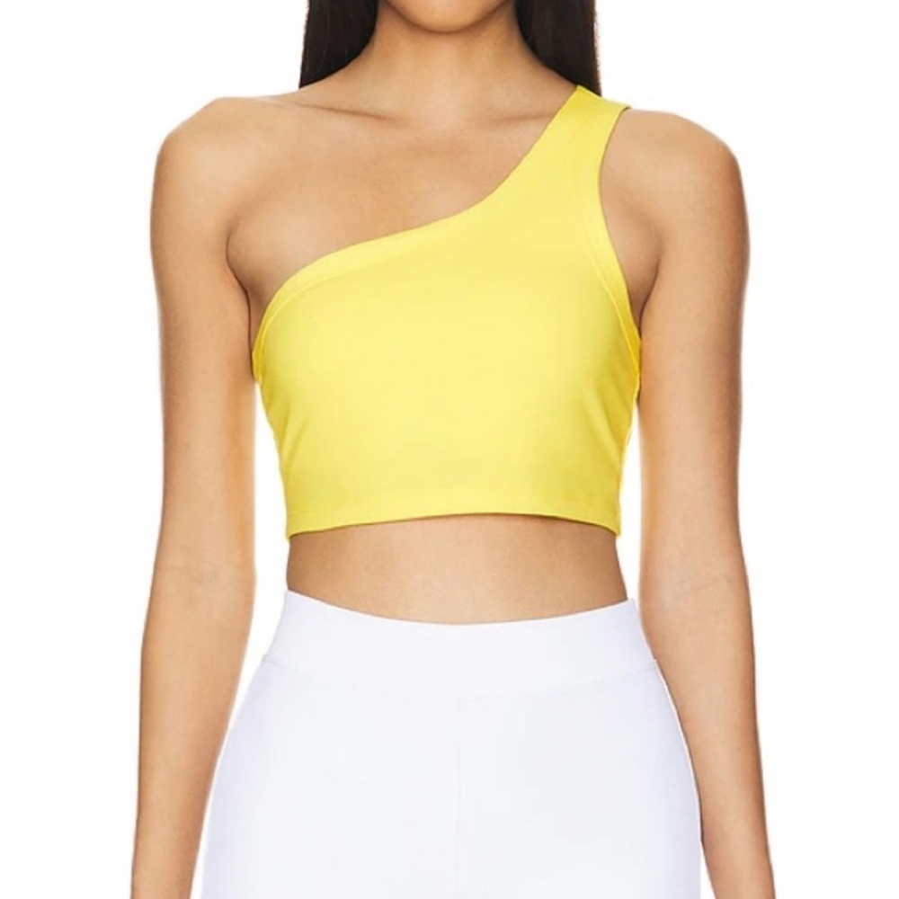 Spiritual Gangster Cruz One Shoulder Tank Crop Top Sunflower Yellow XL NWT
